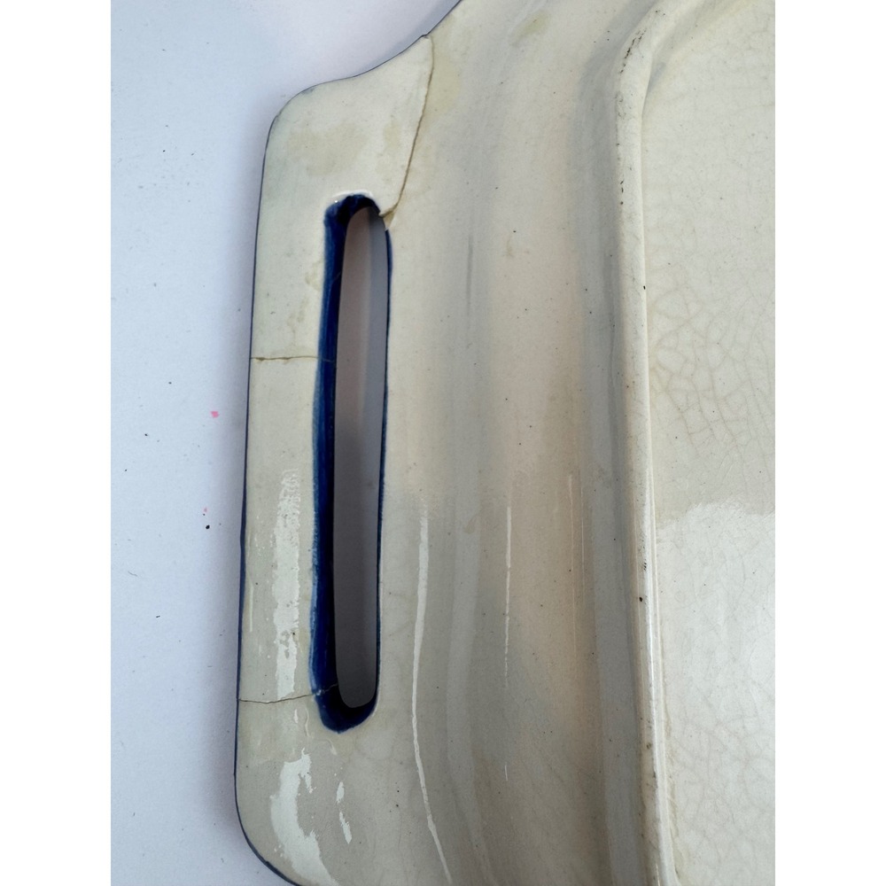 Antique Gien French Faience Renaissance Tray 1870s Handled Platter - As Is - Picture 11 of 11